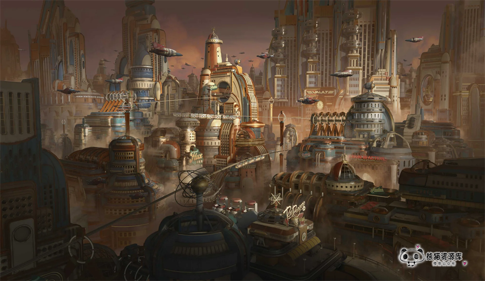 原子朋克乌托邦科幻建筑3D模型顶级3D资产库【1686期】