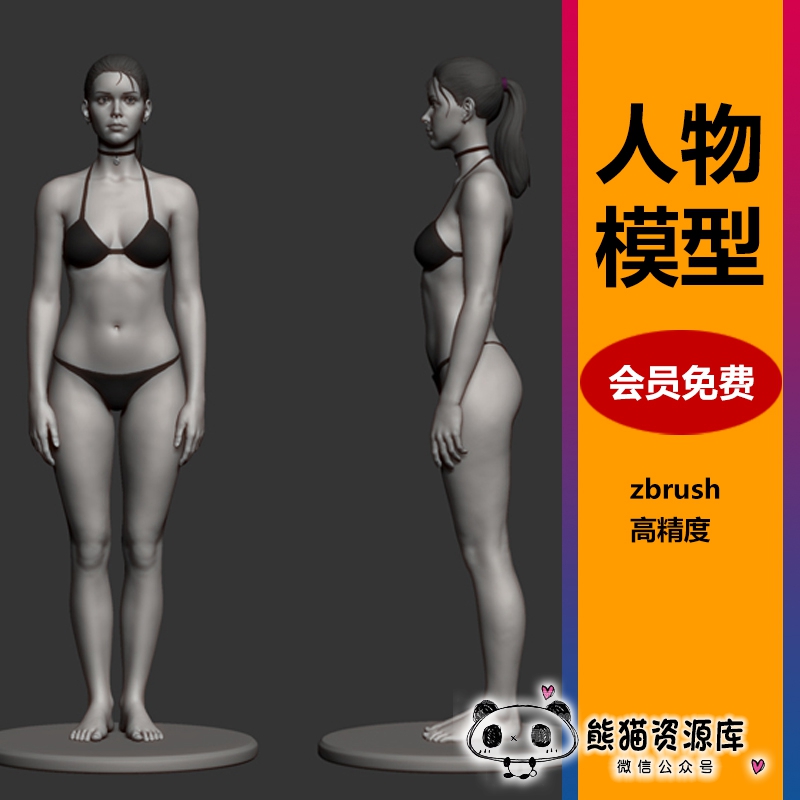 zbrush女性人物女生3D模型角色高精度blender/c4d人物犀牛obj/stl【1762期】